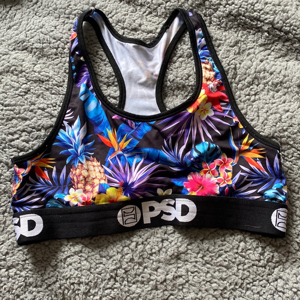 Brightly colored PSD sports bra